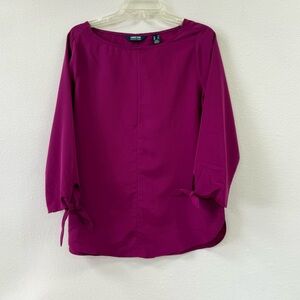 Lands' End Magenta Blouse with Sleeve Ties